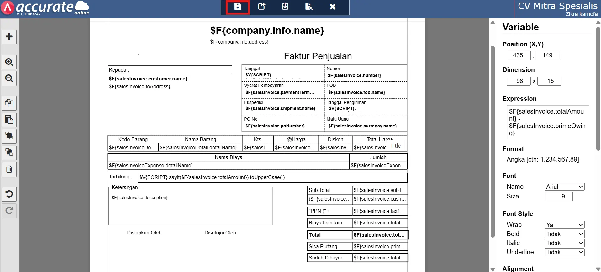 Cara menampilkan terbilang huruf kapital di faktur penjualan